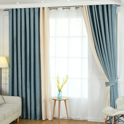 Solid Color Chenille Curtains - High Shading for Living Rooms and Bedrooms Light Blue