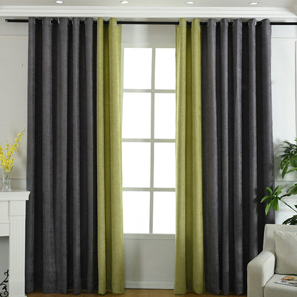 Solid Color Chenille Curtains - High Shading for Living Rooms and Bedrooms Black