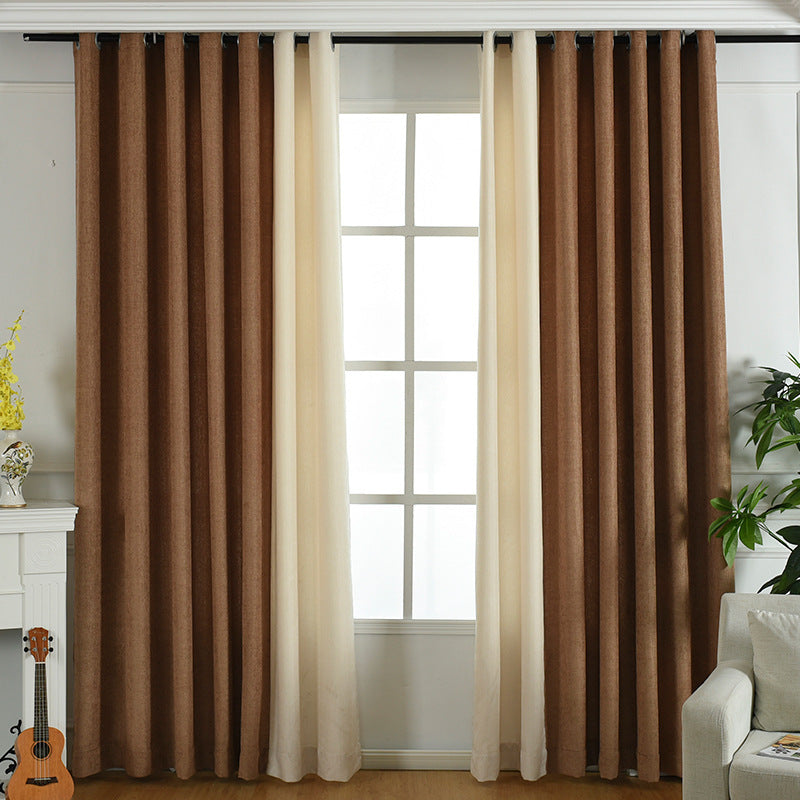 Solid Color Chenille Curtains - High Shading for Living Rooms and Bedrooms Coffee