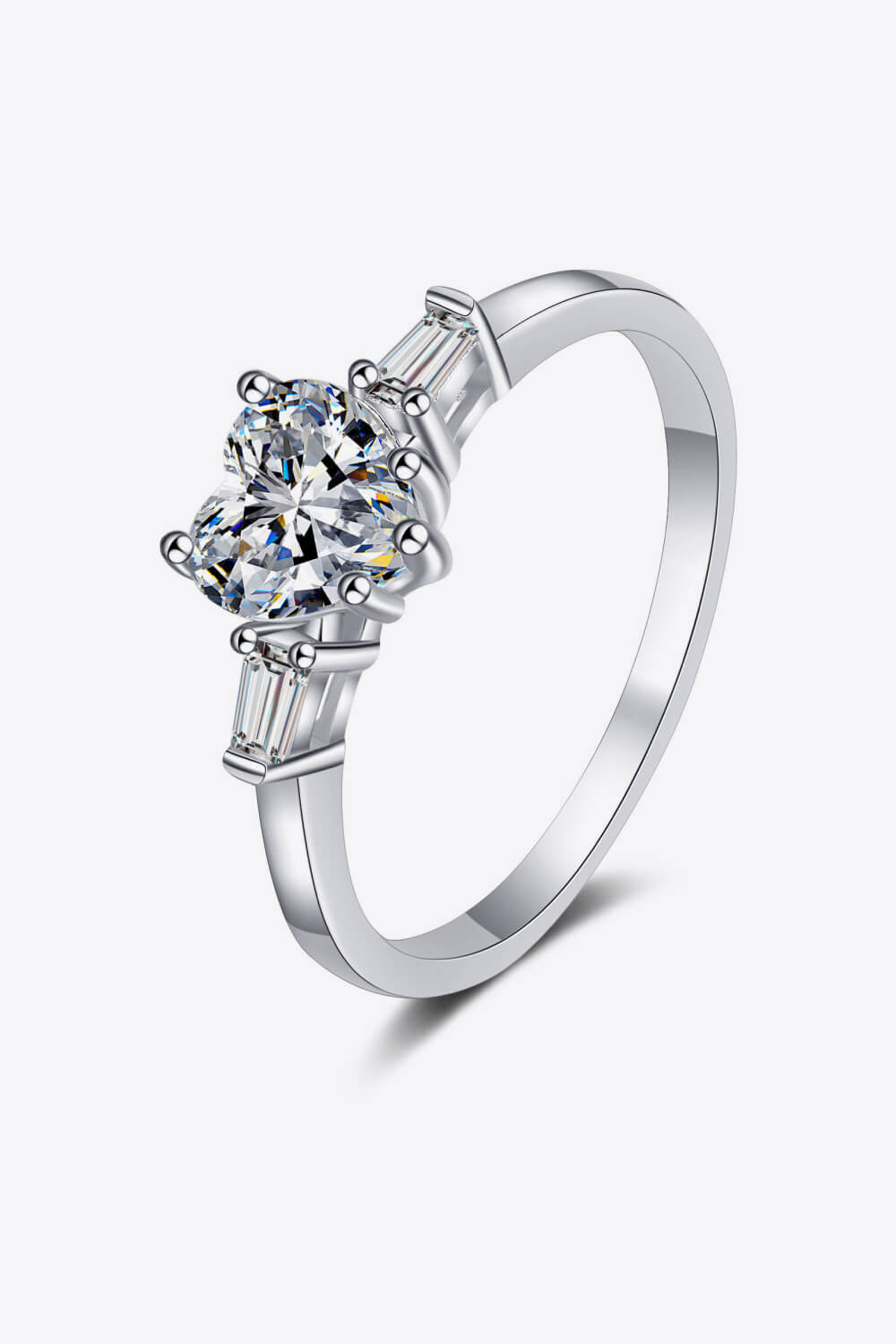 1.2 Carat Moissanite Heart Ring Silver