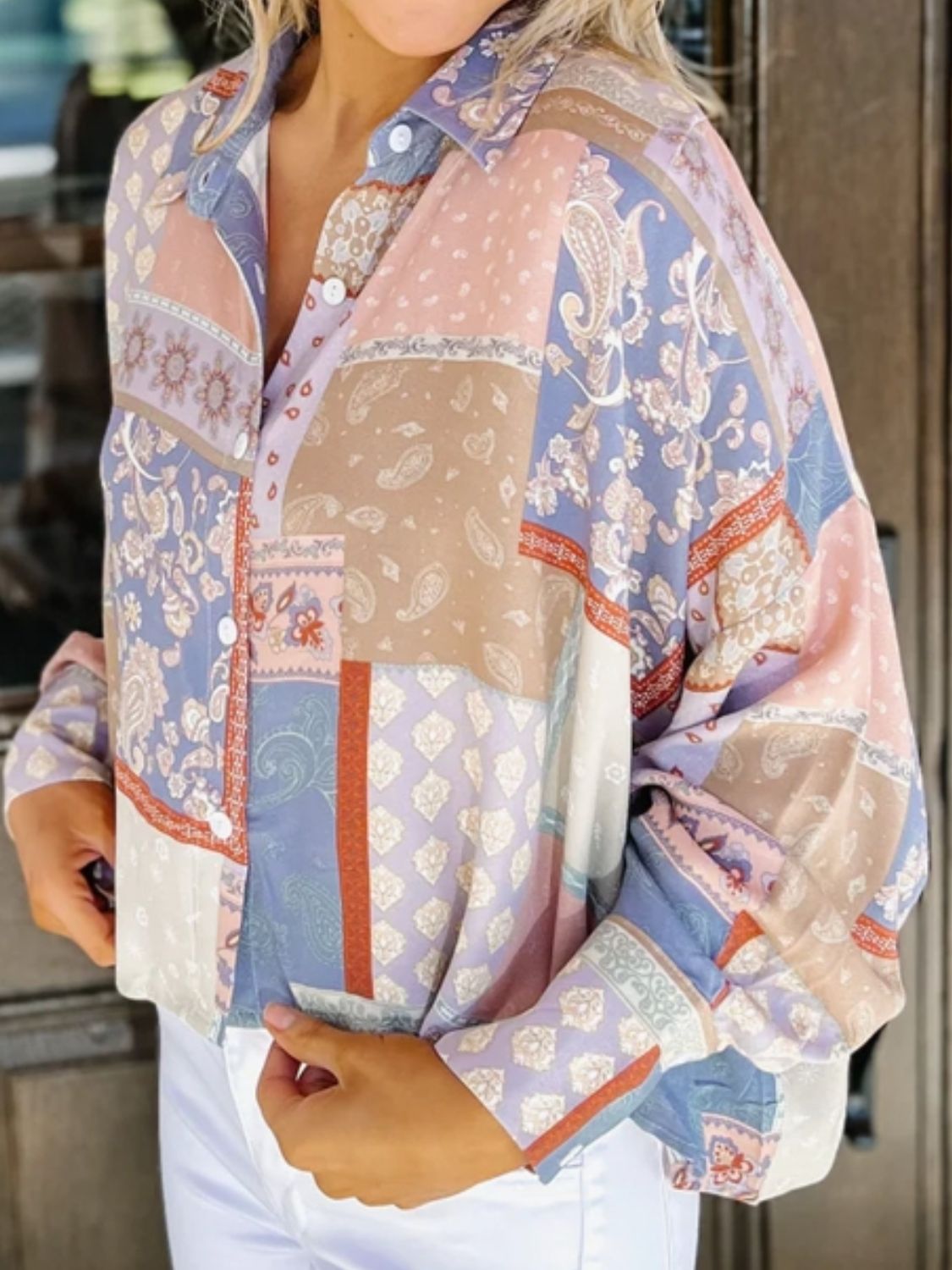 Printed Long Sleeve Shirt - Thandynie