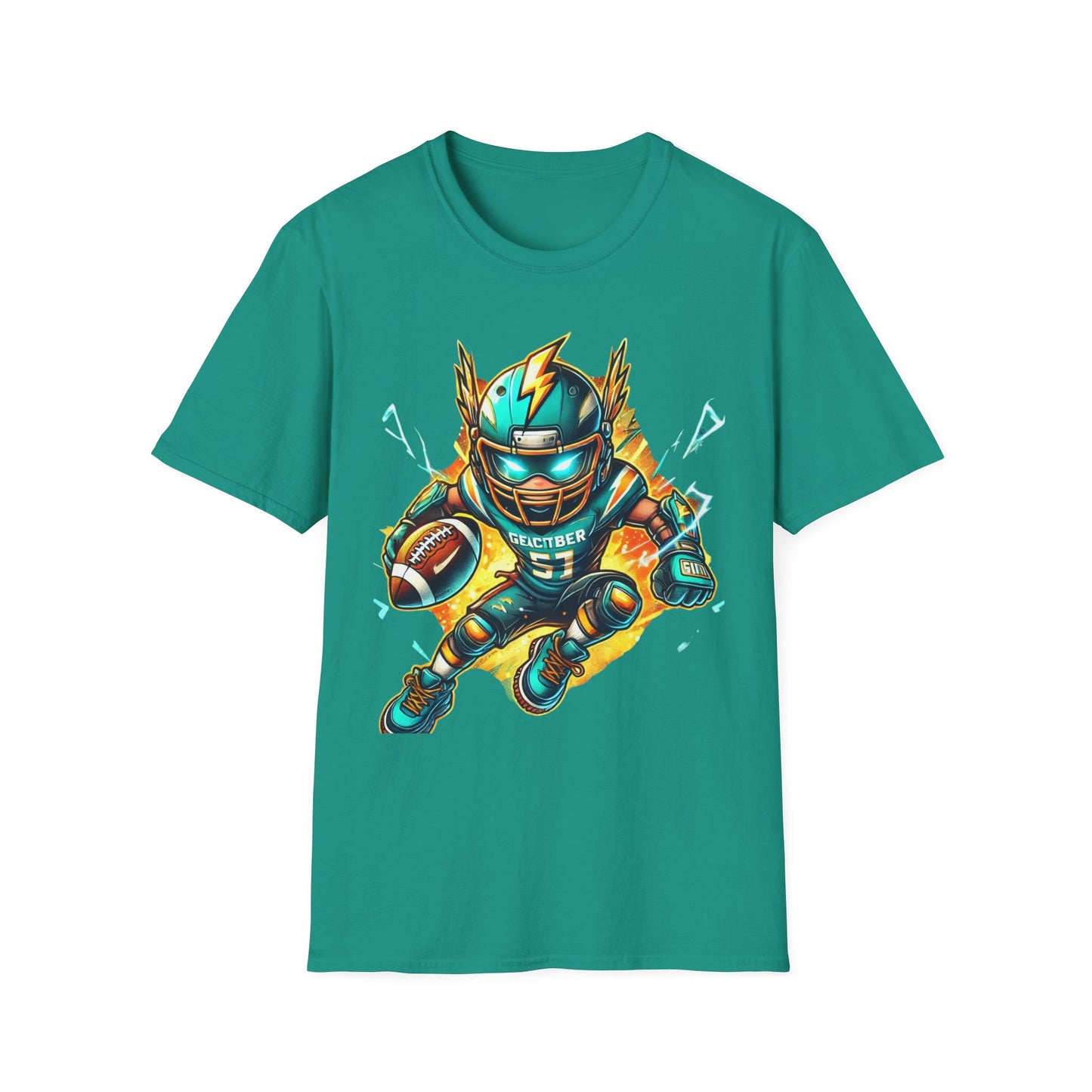 Sports Energy Cartoon Character Unisex Softstyle T-Shirt, Athletic Tee, Workout Shirt, Fitness Apparel, Gym Top Jade Dome