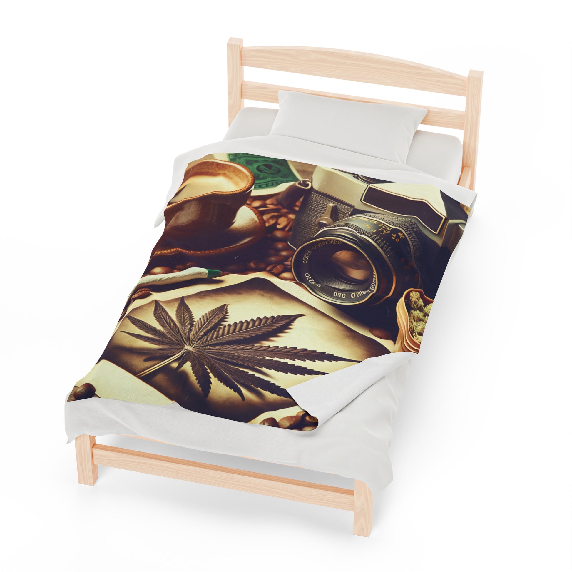 Coffee, Weed and Photography Vibes - Velveteen Plush Blanket