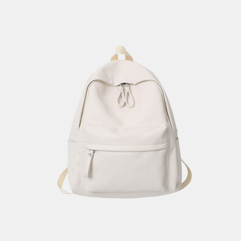 PU Leather Zip Backpack Bag Ivory One Size