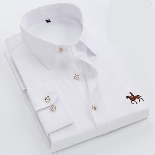 Men Fashion Long Sleeve Shirt Casual White