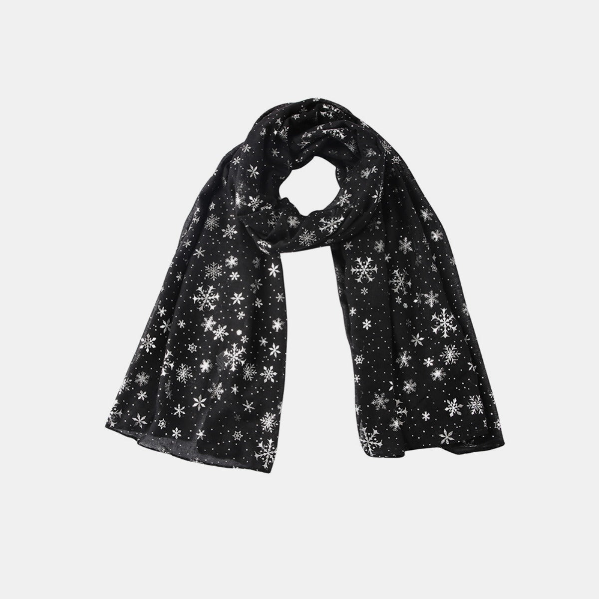 Thermal Snowflakes Polyester Scarf Black One Size