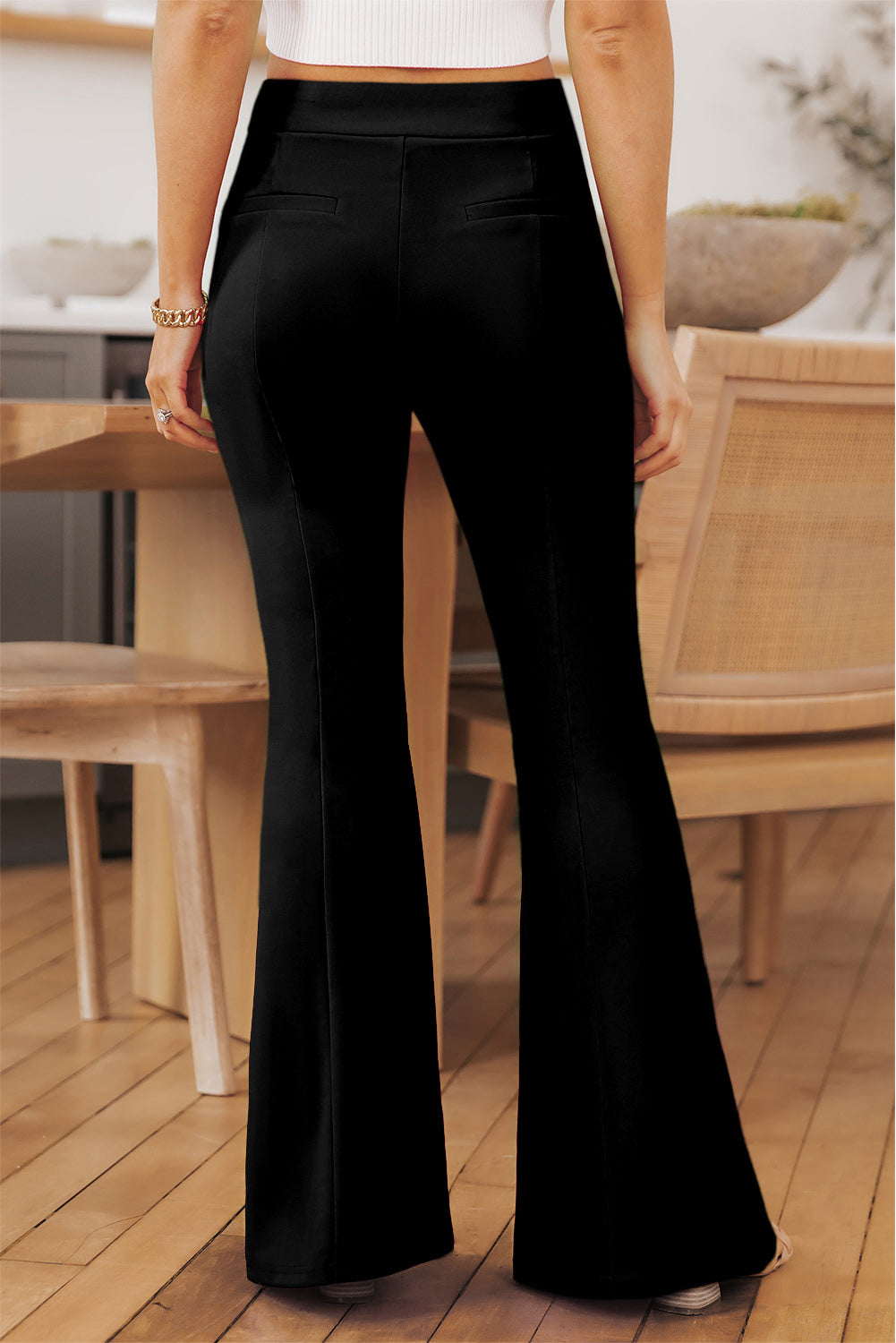 Front Slit Flare Leg Pants - Thandynie