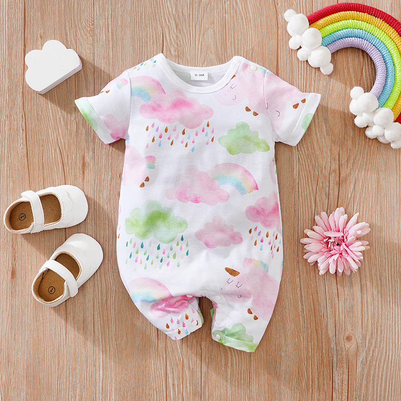 Baby Girl Summer Clothes Short-sleeve Baby Jumpsuit