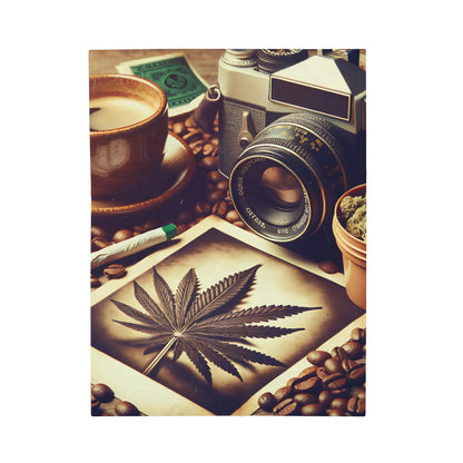 Coffee, Weed and Photography Vibes - Velveteen Plush Blanket 30" × 40"