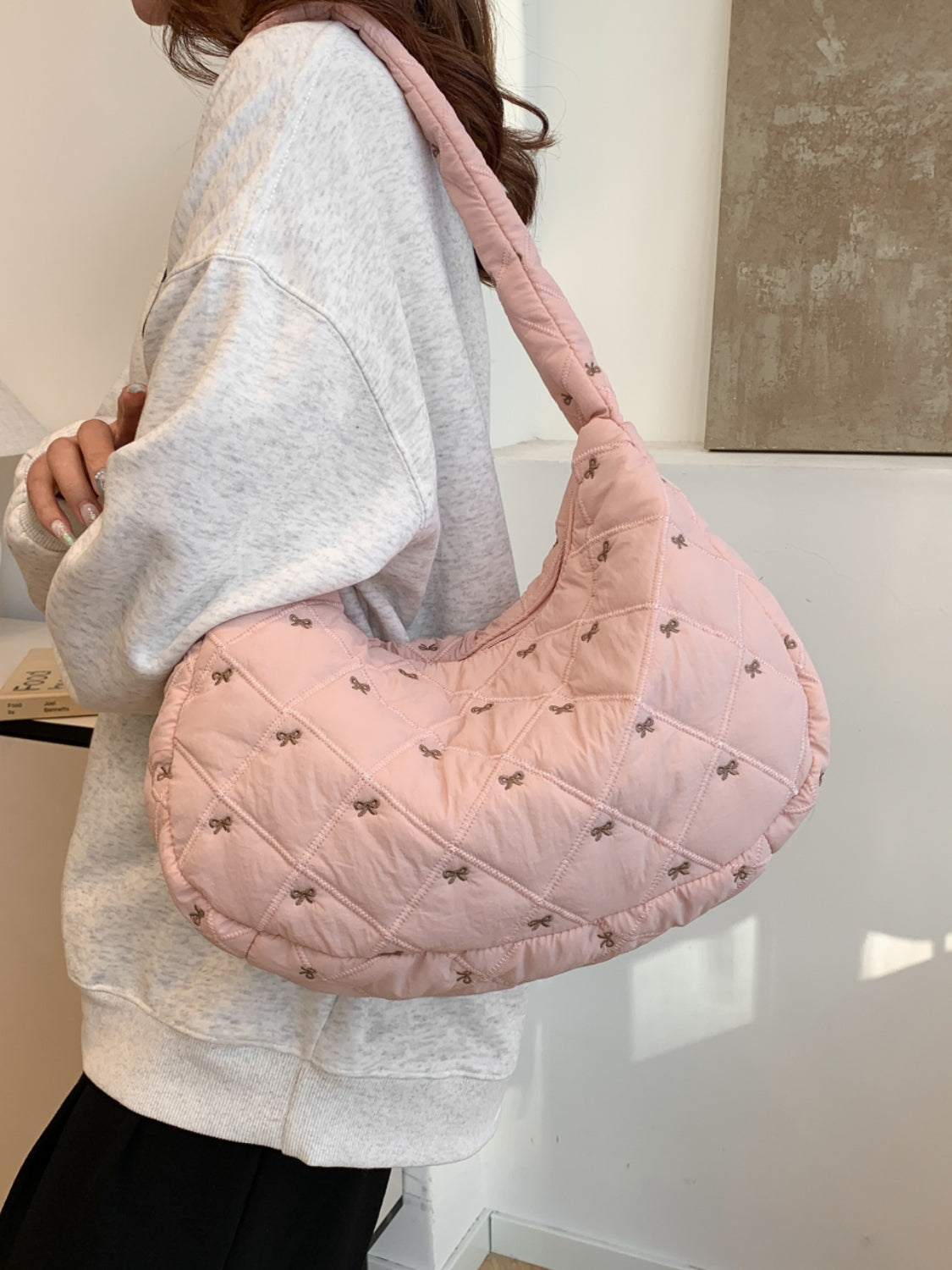 Bow Polyester Shoulder Bag