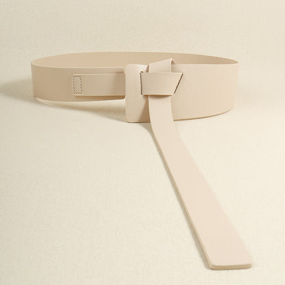 Knot Detail PU Belt Ivory One Size