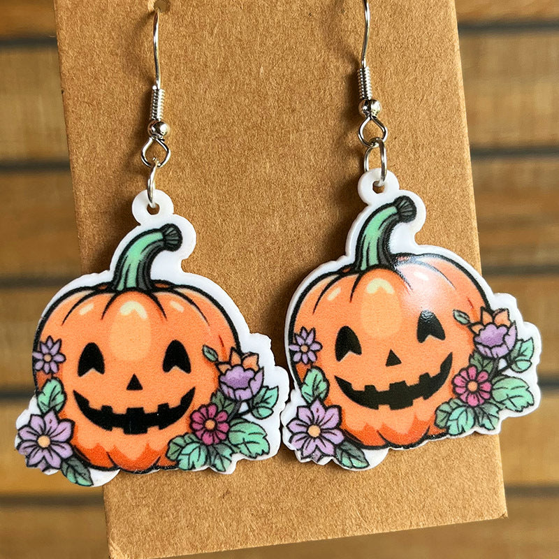 Halloween Theme Acrylic Dangle Earrings Style A One Size