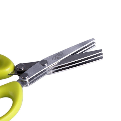 Multifunctional Multi-layer Green Onion Scissors Stainless Steel Onion Cutting Knife Herb Seaweed Spice Scissors Kitchen Scissor Kitchen Gadgets Green 3Layers