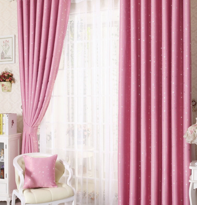 Star Print Perforated Finished Curtain – Elegant Acrylic Design Pink