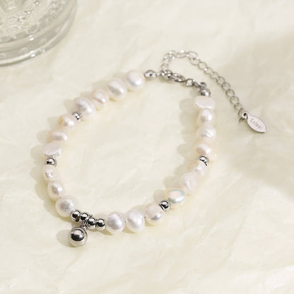 Stainless Steel Freshwater Pearl Bracelet Silver One Size