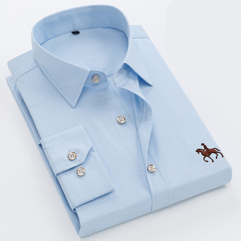 Men Fashion Long Sleeve Shirt Casual Light Blue