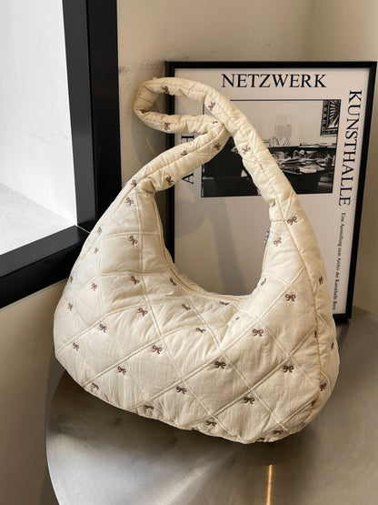 Bow Polyester Shoulder Bag White One Size