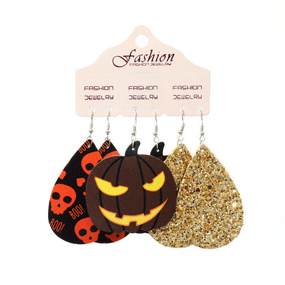 Teardrop Shape Halloween Theme Dangle Earrings Style A One Size