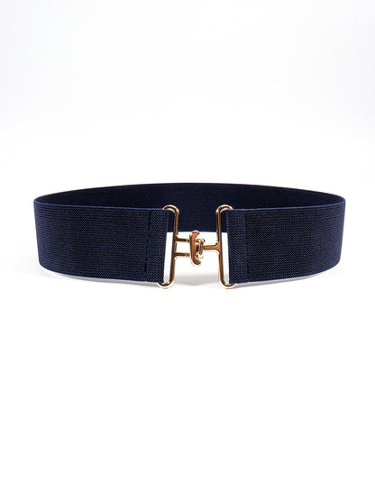 Elastic Wide Belt Dark Blue One Size