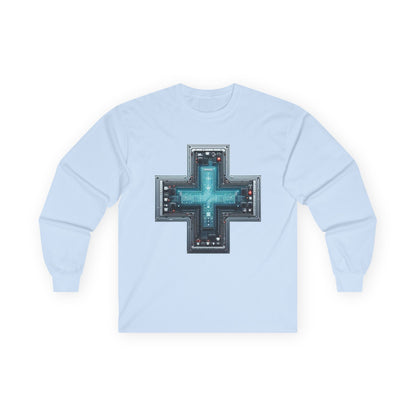 Long Sleeve Tee with Unique Technology Design – Sleek and Modern Tech-Inspired Shirt for Casual Wear and Tech Enthusiasts Light Blue