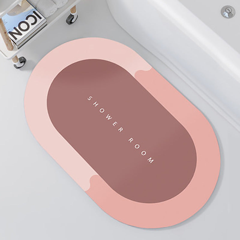 Bathroom Absorbent And Quick-drying Floor Mat Oval Pink 1PCS