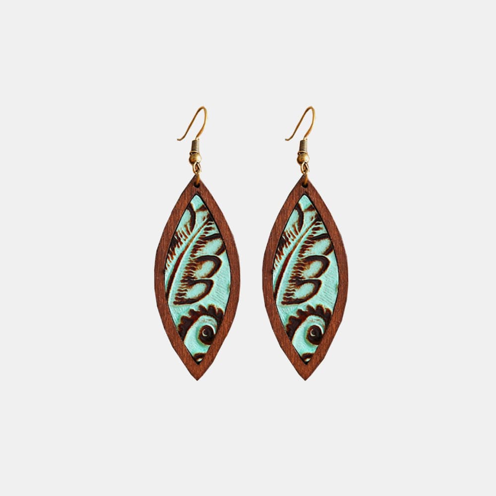 Geometrical Shape Wooden Dangle Earrings - Thandynie