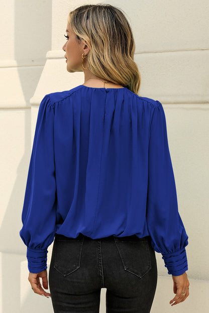 Round Neck Puff Sleeve Blouse