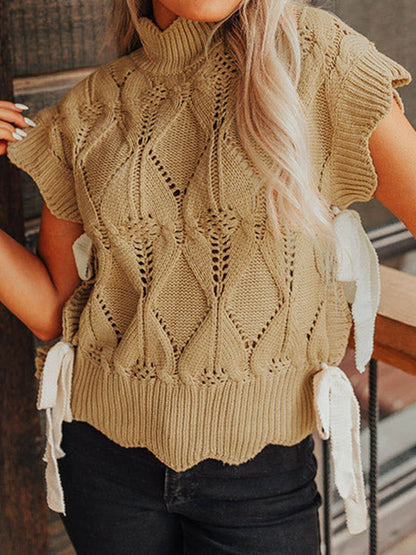 Openwork Turtleneck Sweater Vest