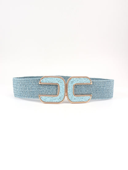 Wide Braid Belt Light Blue One Size