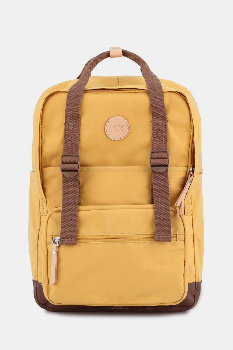 Himawari Waterproof Canvas Backpack Bag with Side Pockets Yellow One Size