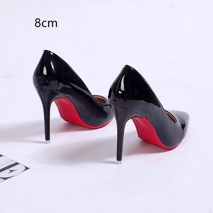 Pumps Women's Stiletto Heel Pointed Toe Sexy High Heels Shallow Mouth Super High Heel Solid Color Black 8cm