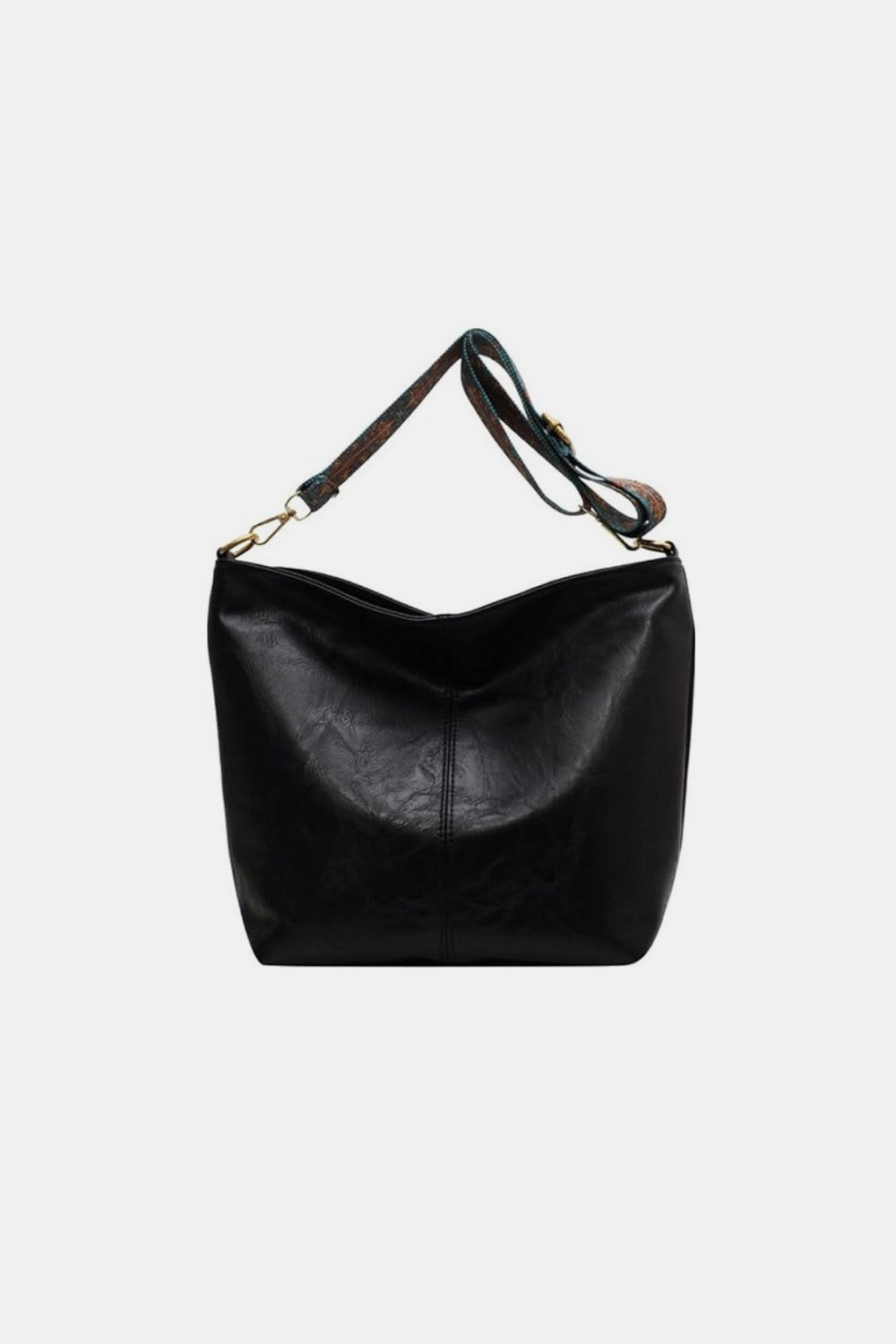 Zenana Retro Pattern Vegan Leather Crossbody Bag Black One Size