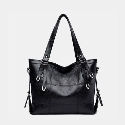 PU Leather Medium Handbag Black One Size