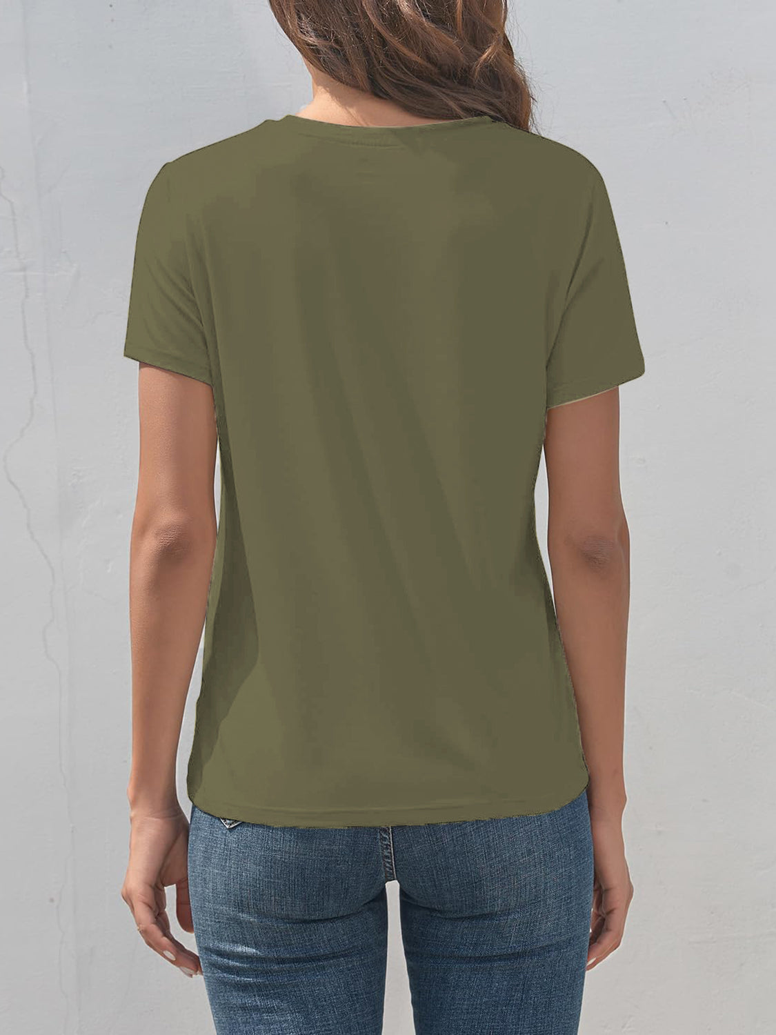 SMILE Round Neck Short Sleeve T-Shirt Matcha Green