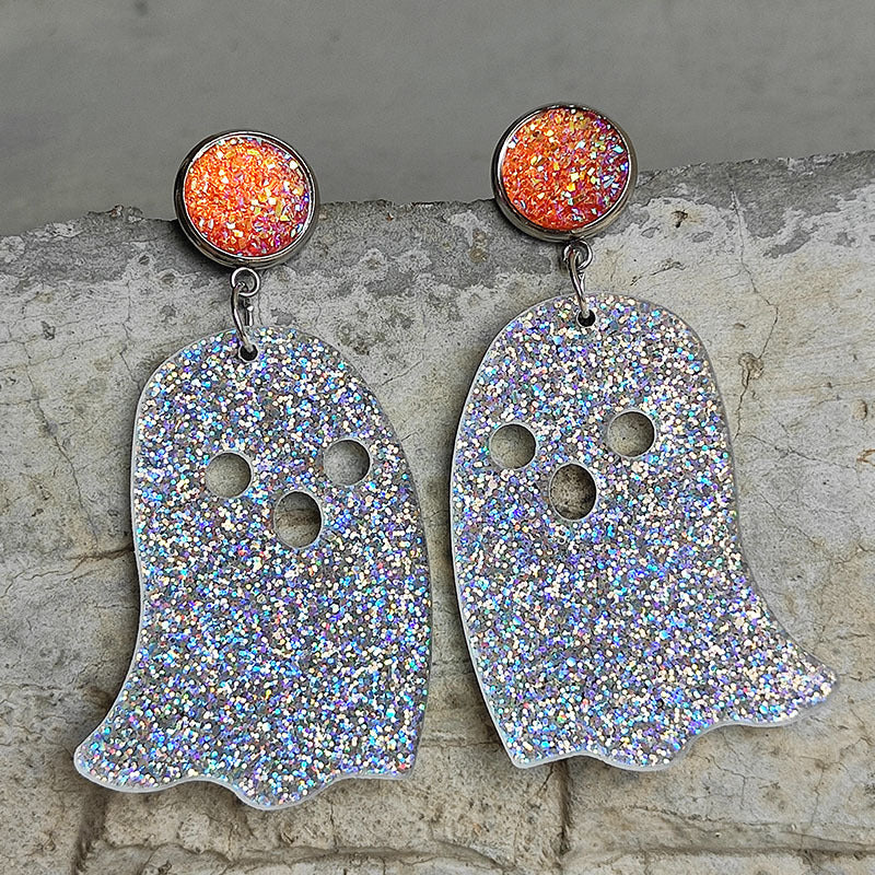 Ghost Shape Acrylic Dangle Earrings Style B One Size