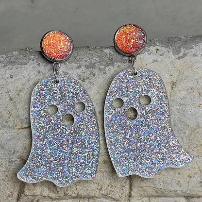 Ghost Shape Acrylic Dangle Earrings Style B One Size