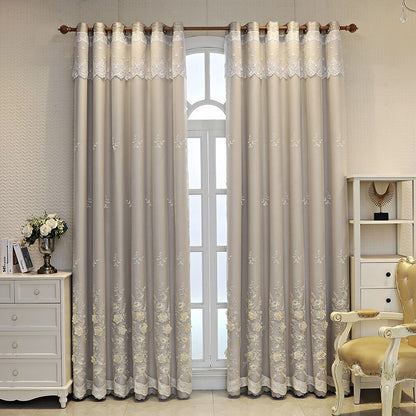 Bedroom Shading Wedding Home Double Open Curtain Finished Set Magnolia Light Gray Hook