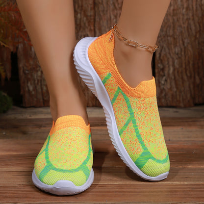 Breathable Mesh Round Toe Sneakers Yellow