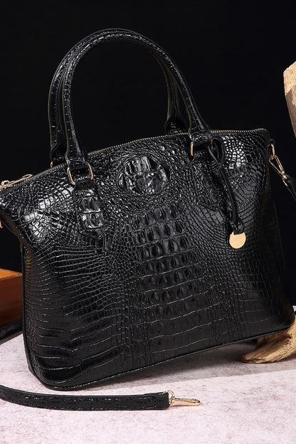 PU Leather Handbag Black One Size