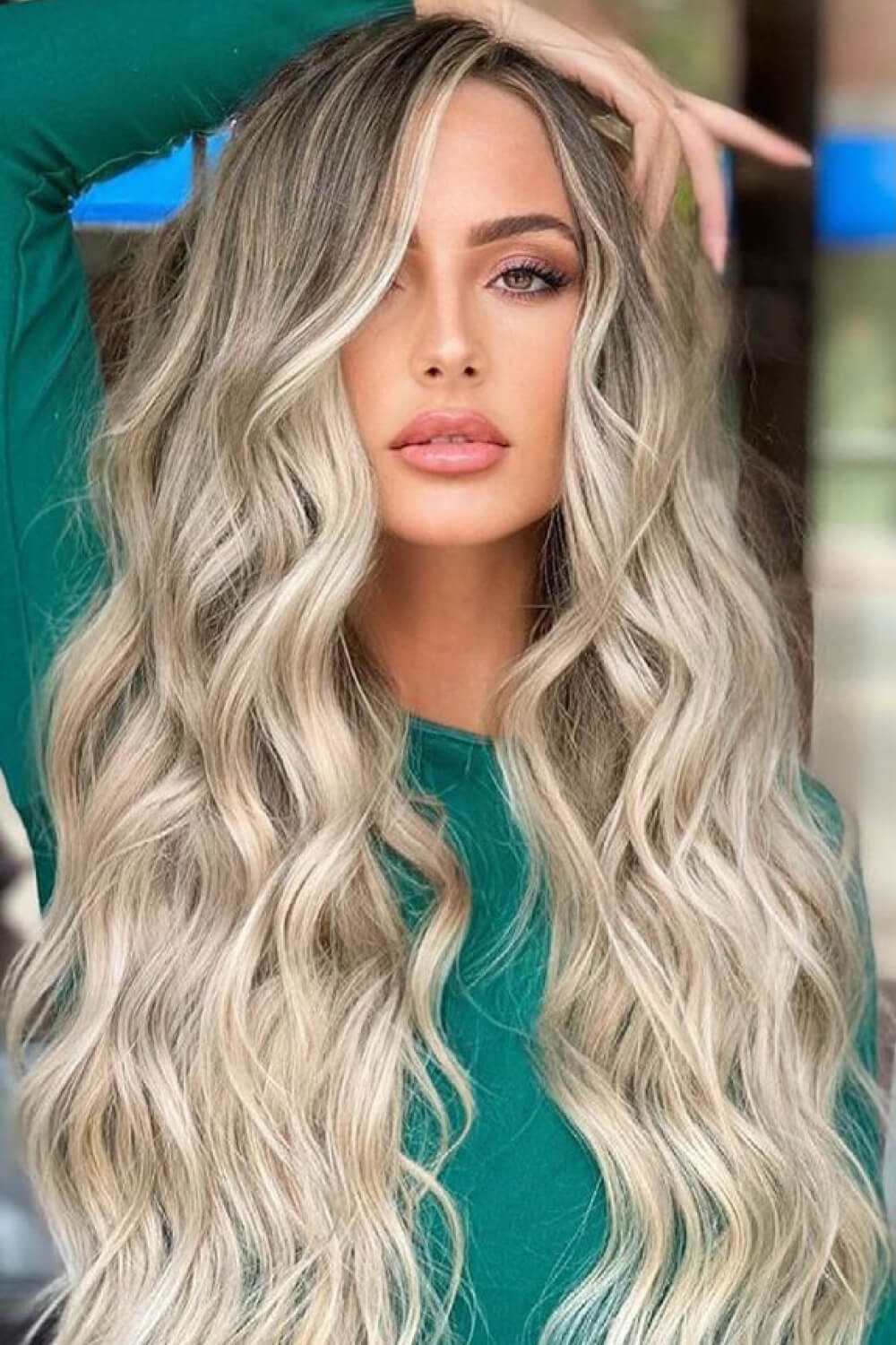 Full Machine Made Long Wave Wigs 26'' Light Brown Blonde Balayage One Size