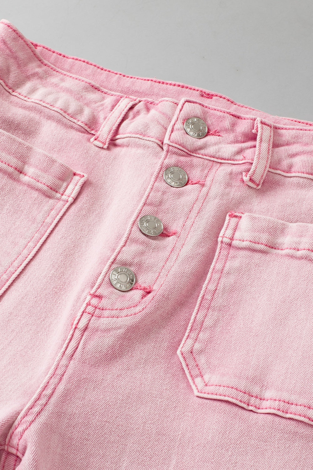 Raw Hem Button-Fly Jeans with Pockets - Thandynie