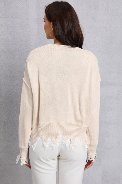 Lip Fringe Round Neck Sweater