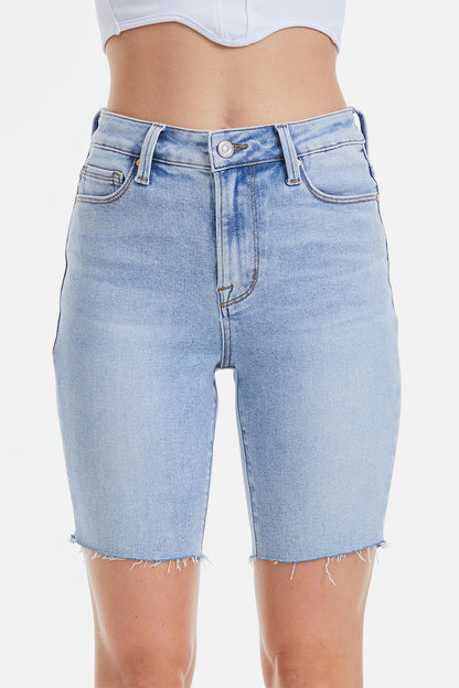 BAYEAS Mid Rise Stretch Denim Shorts Wave