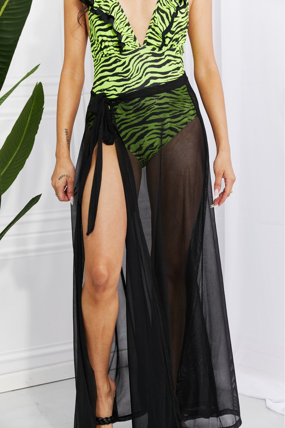 Marina West Swim Beach Is My Runway Mesh Wrap Maxi Cover-Up Skirt - Thandynie