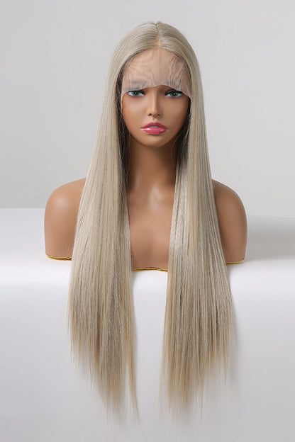 13*2" Lace Front Wigs Synthetic Long Straight 27" 150% Density Blonde Ash Brown Root One Size