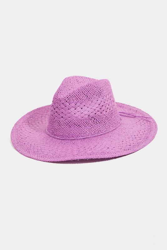 Fame Straw Braided Sun Hat PU One Size