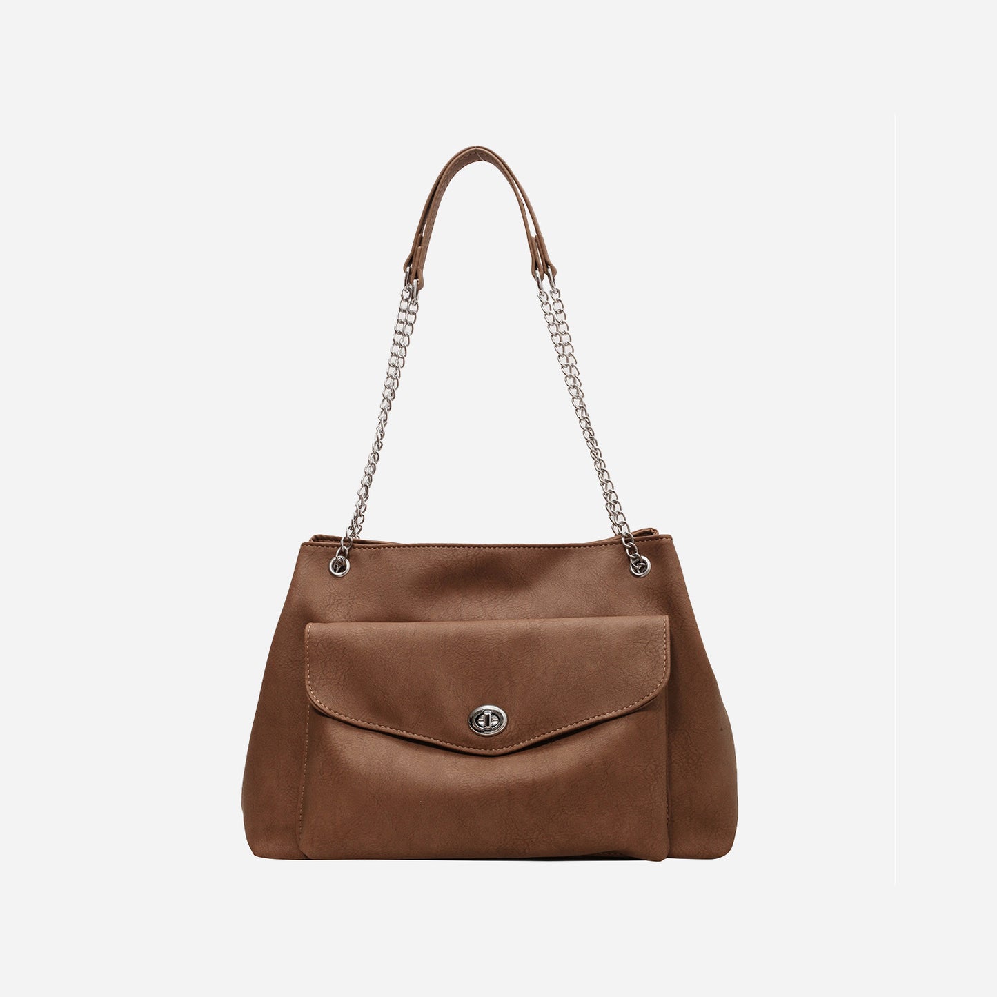 PU Leather Shoulder Bag Coffee Brown One Size
