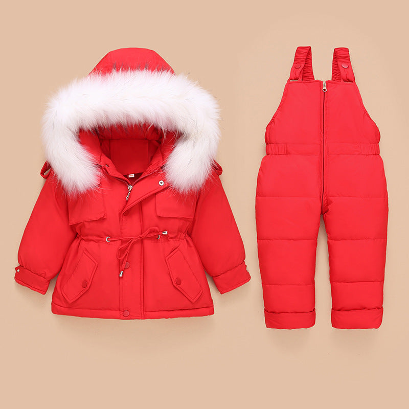 New children's down jacket suit Red