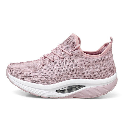 Overseas large women's air-cushion sports shoes, breathable fly-knit sneakers