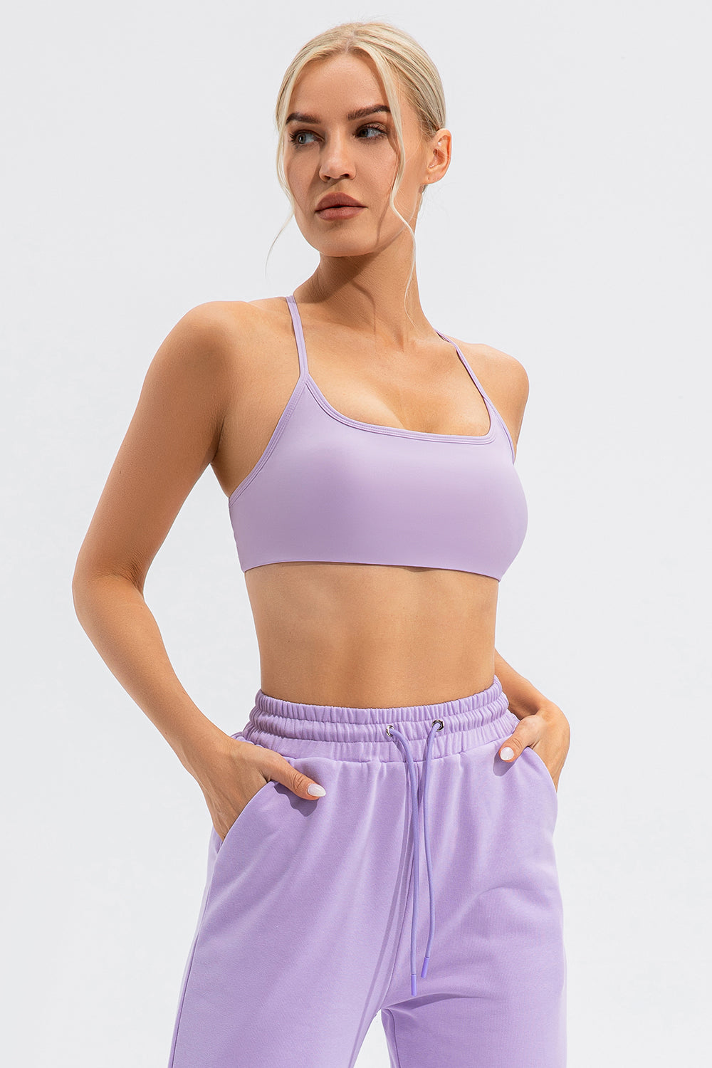 Crisscross Spaghetti Strap Active Cami Lilac